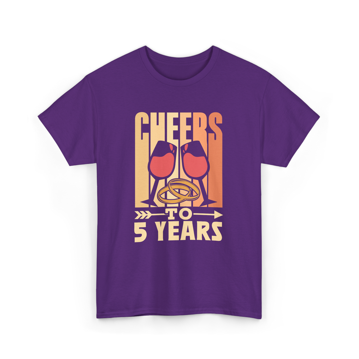 Cheers To 5 Years Anniversary T-Shirt - Purple