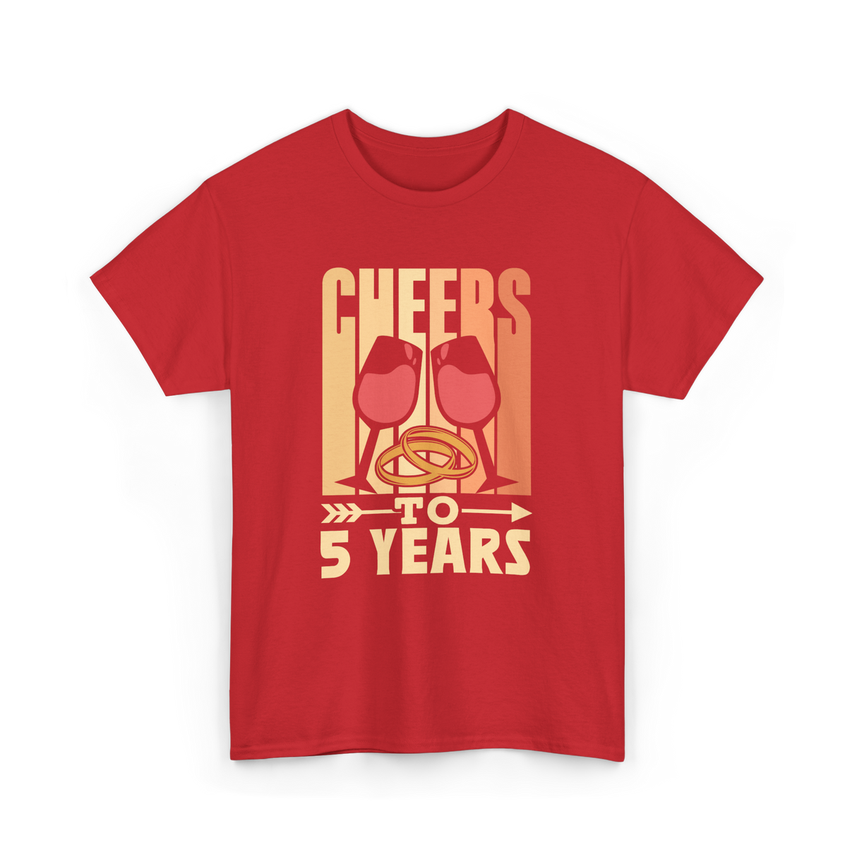 Cheers To 5 Years Anniversary T-Shirt - Red