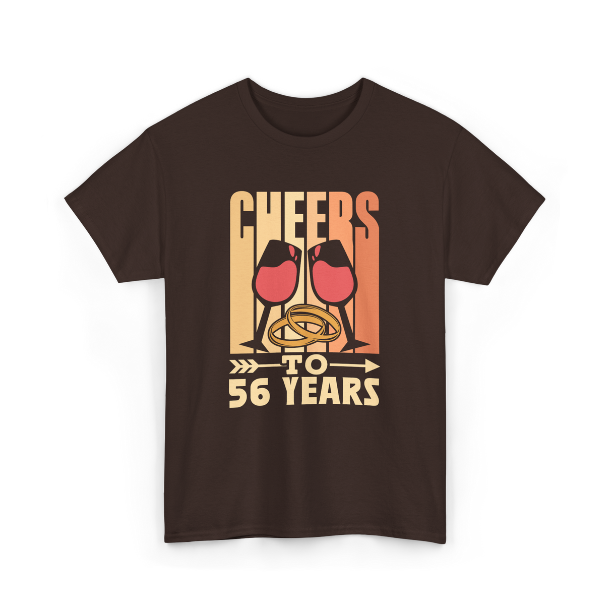 Cheers To 56 Years Anniversary Celebration T-Shirt - Dark Chocolate