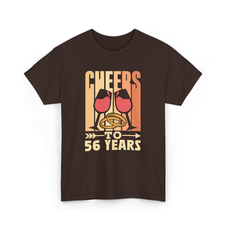 Cheers To 56 Years Anniversary Celebration T-Shirt - Dark Chocolate