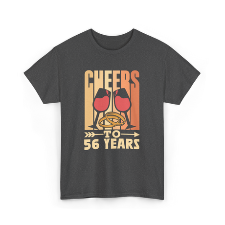 Cheers To 56 Years Anniversary Celebration T-Shirt - Dark Heather