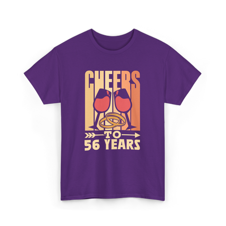 Cheers To 56 Years Anniversary Celebration T-Shirt - Purple