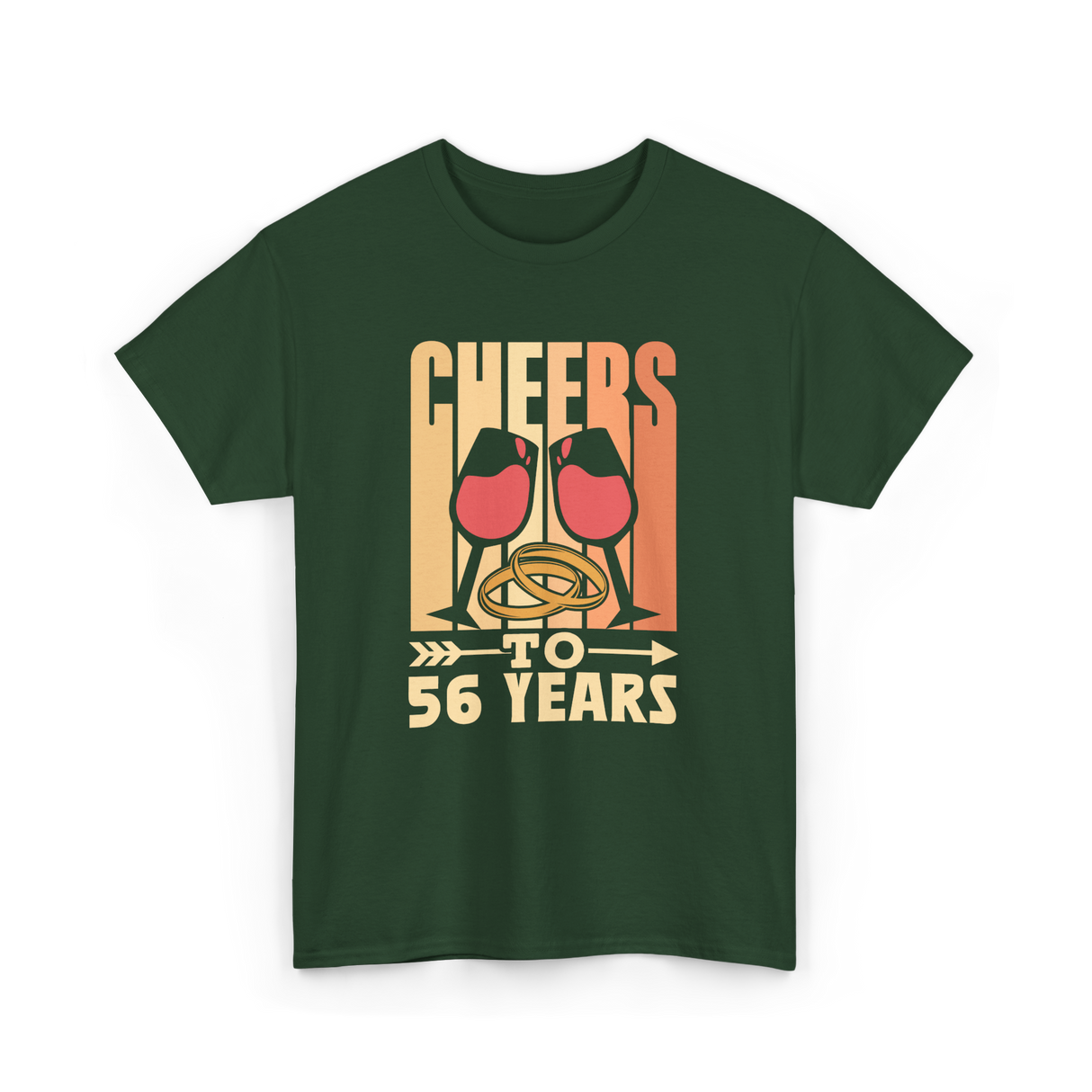 Cheers To 56 Years Anniversary Celebration T-Shirt - Forest Green