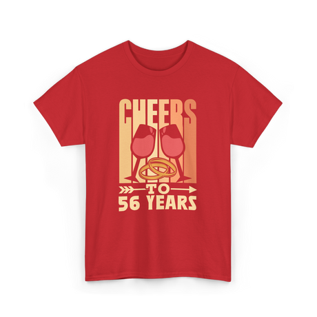 Cheers To 56 Years Anniversary Celebration T-Shirt - Red