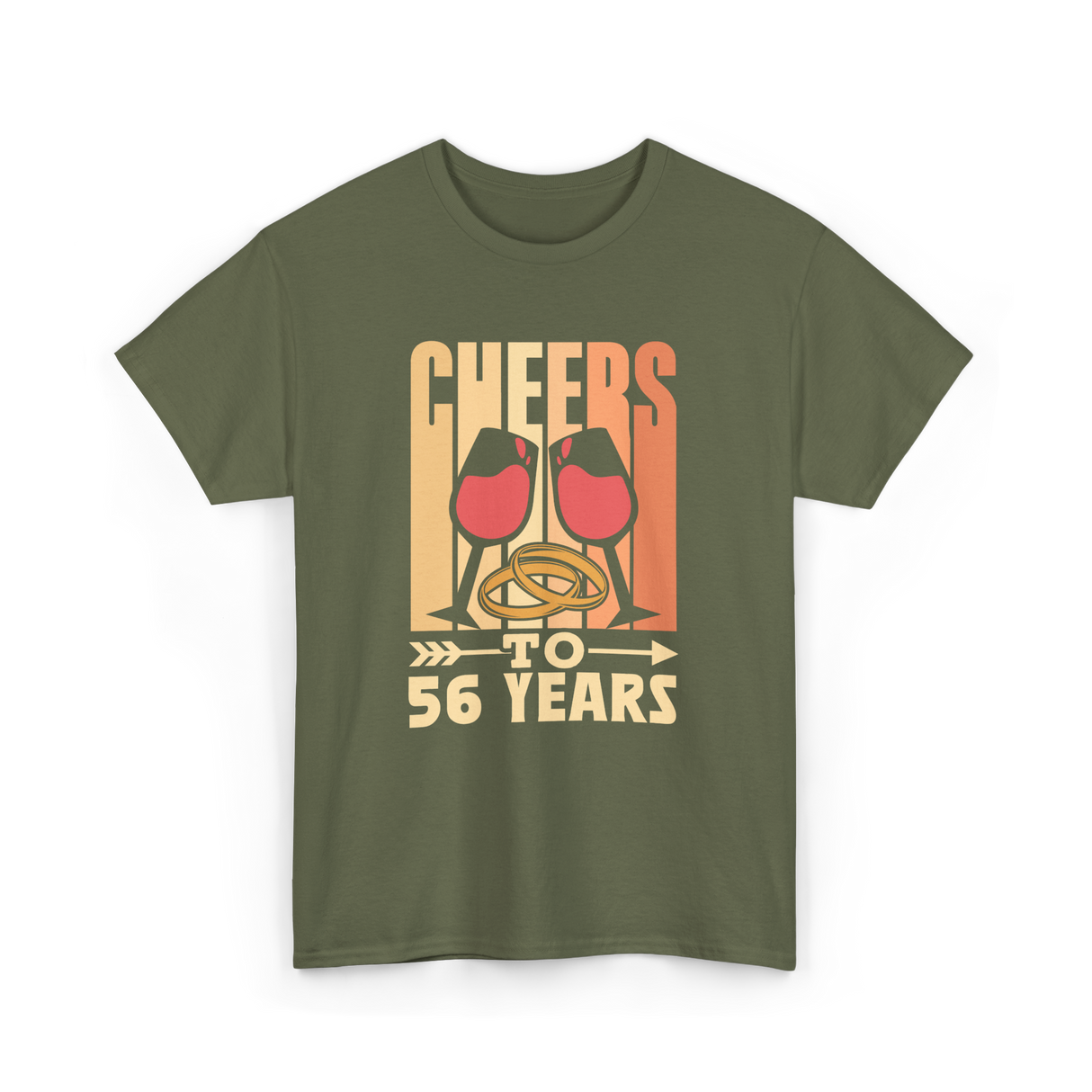 Cheers To 56 Years Anniversary Celebration T-Shirt - Military Green