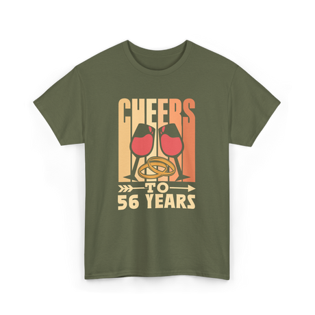 Cheers To 56 Years Anniversary Celebration T-Shirt - Military Green