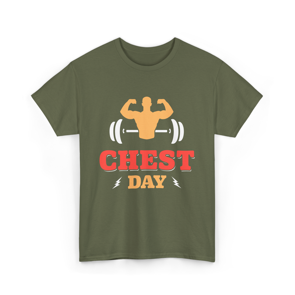 Chest Day Bodybuilding Workout T-Shirt - Military Green