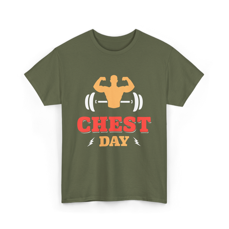 Chest Day Bodybuilding Workout T-Shirt - Military Green