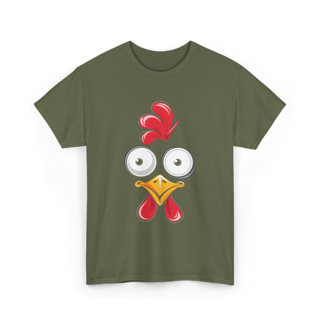 Chicken Face Rooster Poultry Costume T-Shirt - Military Green