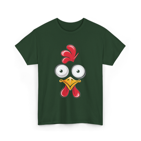 Chicken Face Rooster Poultry Costume T-Shirt - Forest Green