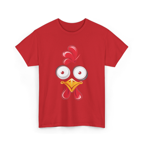 Chicken Face Rooster Poultry Costume T-Shirt - Red