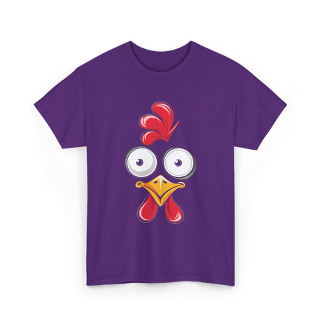 Chicken Face Rooster Poultry Costume T-Shirt - Purple