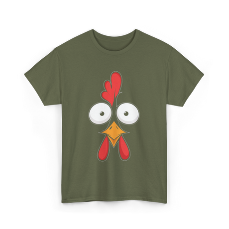 Chicken Face Rooster Poultry T-Shirt - Military Green