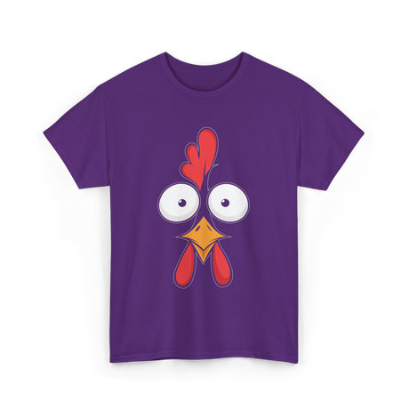 Chicken Face Rooster Poultry T-Shirt - Purple