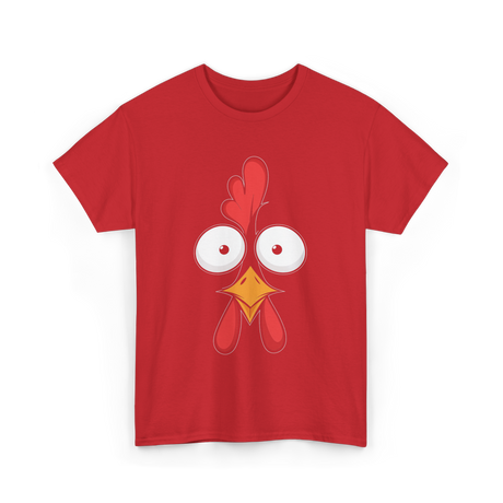 Chicken Face Rooster Poultry T-Shirt - Red