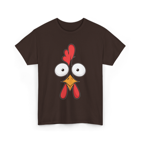 Chicken Face Rooster Poultry T-Shirt - Dark Chocolate