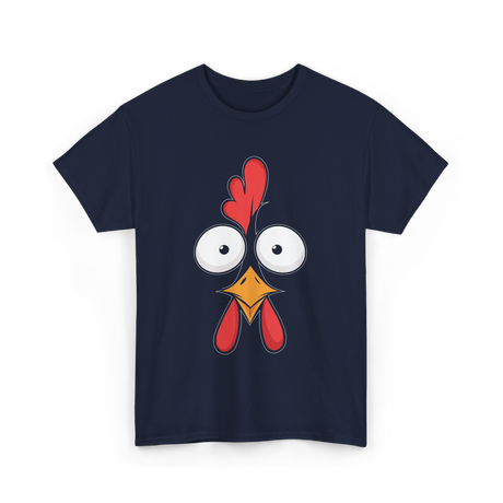 Chicken Face Rooster Poultry T-Shirt - Navy