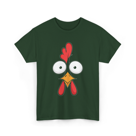 Chicken Face Rooster Poultry T-Shirt - Forest Green