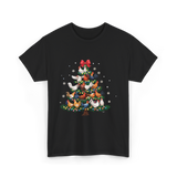 Chickens Christmas Tree Holiday Decor T-Shirt - Black