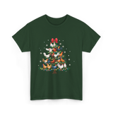 Chickens Christmas Tree Holiday Decor T-Shirt - Forest Green