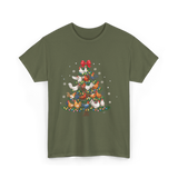 Chickens Christmas Tree Holiday Decor T-Shirt - Military Green