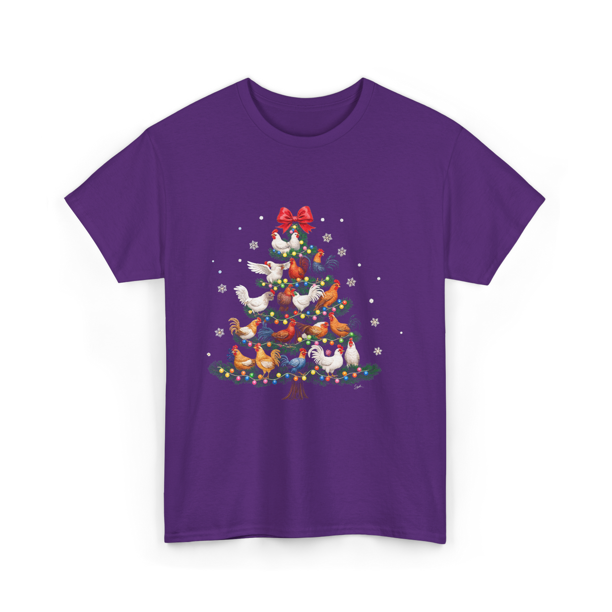 Chickens Christmas Tree Holiday Decor T-Shirt - Purple