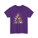 Chickens Christmas Tree Holiday Decor T-Shirt - Purple