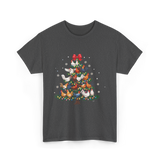 Chickens Christmas Tree Holiday Decor T-Shirt - Dark Heather