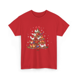 Chickens Christmas Tree Holiday Decor T-Shirt - Red