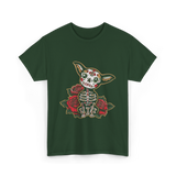 Chihuahua Skeleton Dia De Los Muertos T-Shirt - Forest Green