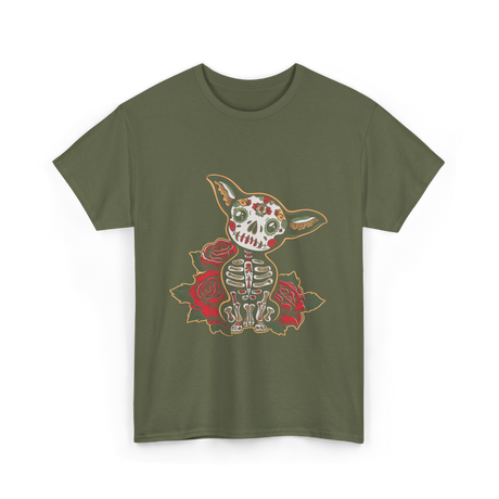 Chihuahua Skeleton Dia De Los Muertos T-Shirt - Military Green