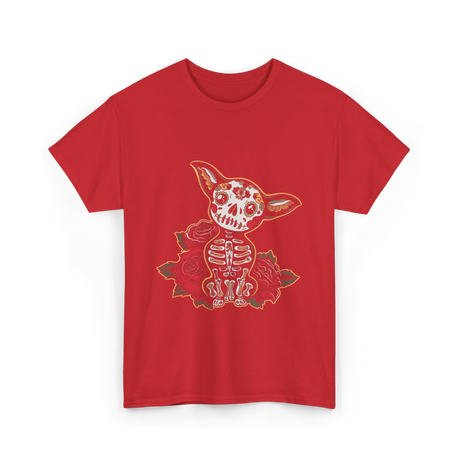 Chihuahua Skeleton Dia De Los Muertos T-Shirt - Red