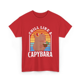 Chill Like A Capybara Capybaras T-Shirt - Red