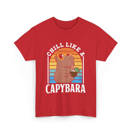 Chill Like A Capybara Capybaras T-Shirt - Red