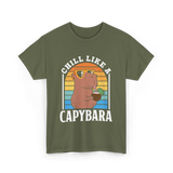 Chill Like A Capybara Capybaras T-Shirt - Military Green