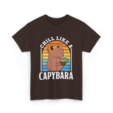 Chill Like A Capybara Capybaras T-Shirt - Dark Chocolate