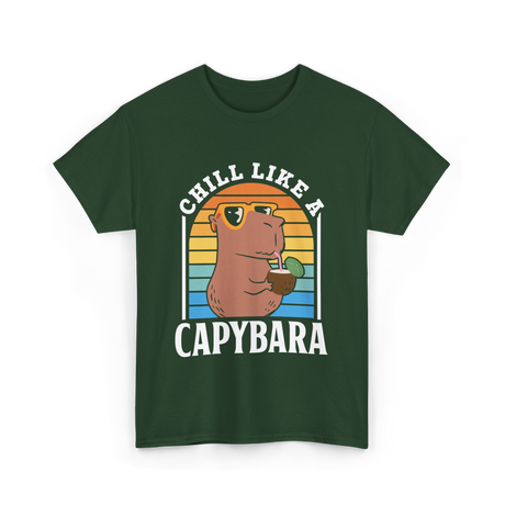 Chill Like A Capybara Capybaras T-Shirt - Forest Green