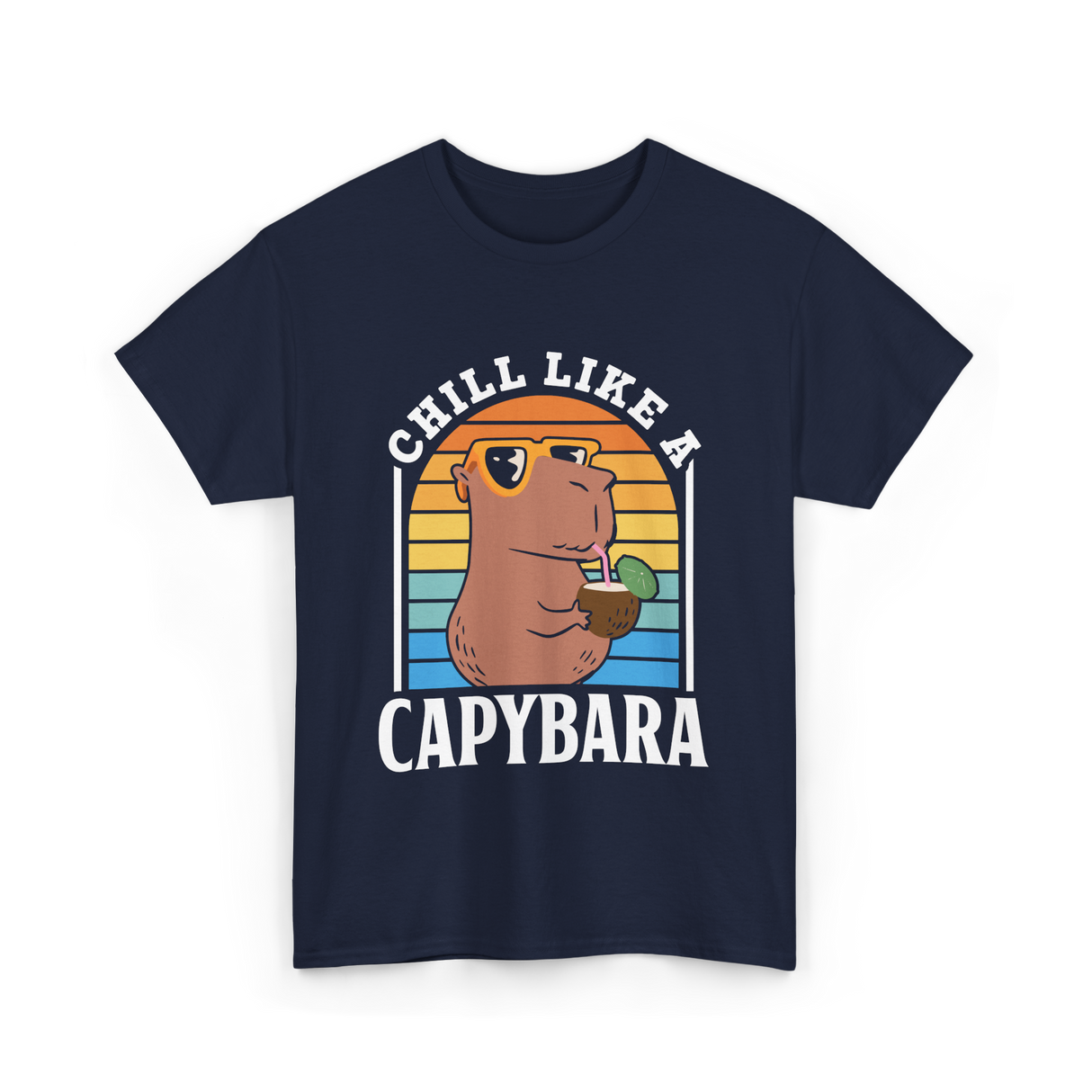 Chill Like A Capybara Capybaras T-Shirt - Navy