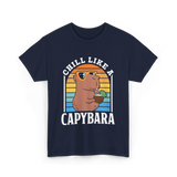 Chill Like A Capybara Capybaras T-Shirt - Navy