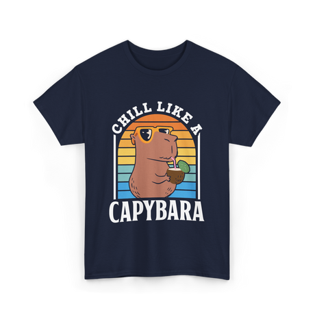 Chill Like A Capybara Capybaras T-Shirt - Navy