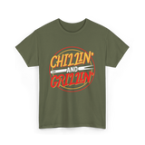 Chillin' And Grillin' Barbecue Grilling T-Shirt - Military Green