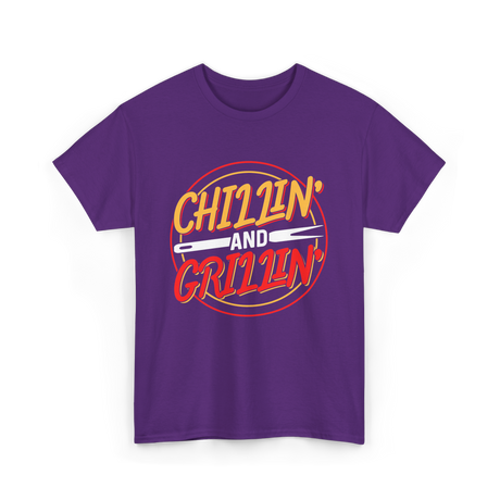 Chillin' And Grillin' Barbecue Grilling T-Shirt - Purple