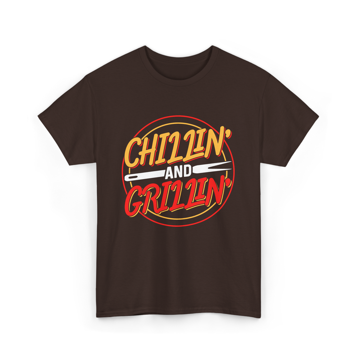 Chillin' And Grillin' Barbecue Grilling T-Shirt - Dark Chocolate