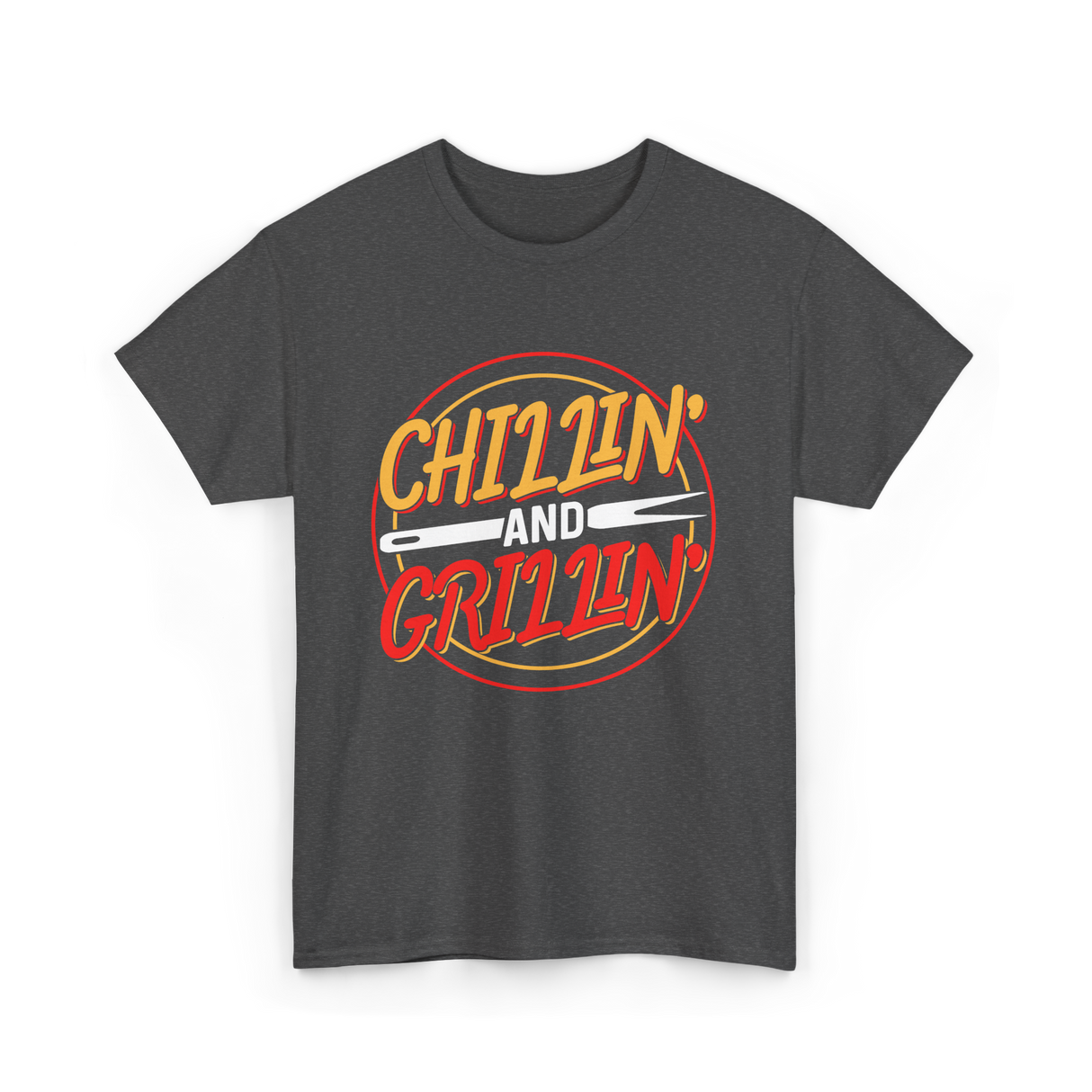 Chillin' And Grillin' Barbecue Grilling T-Shirt - Dark Heather