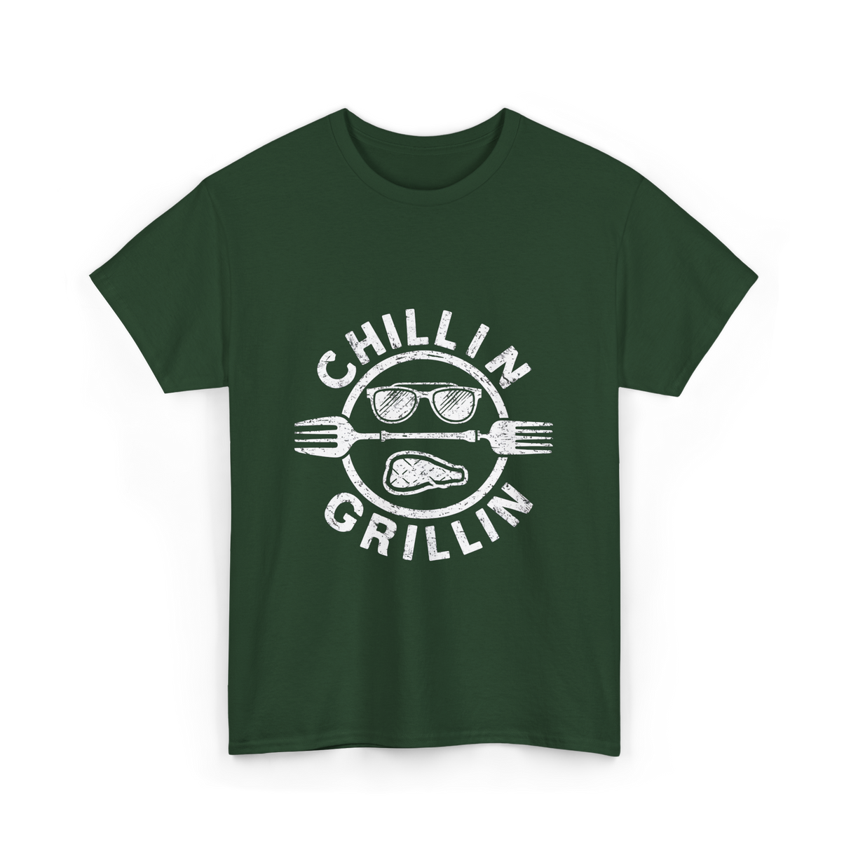 Chillin Grillin BBQ Cookout T-Shirt - Forest Green