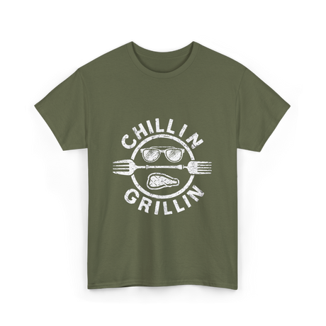 Chillin Grillin BBQ Cookout T-Shirt - Military Green