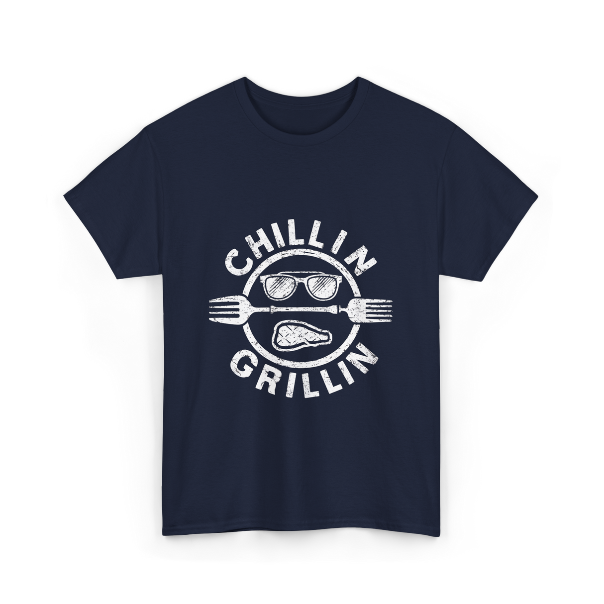 Chillin Grillin BBQ Cookout T-Shirt - Navy