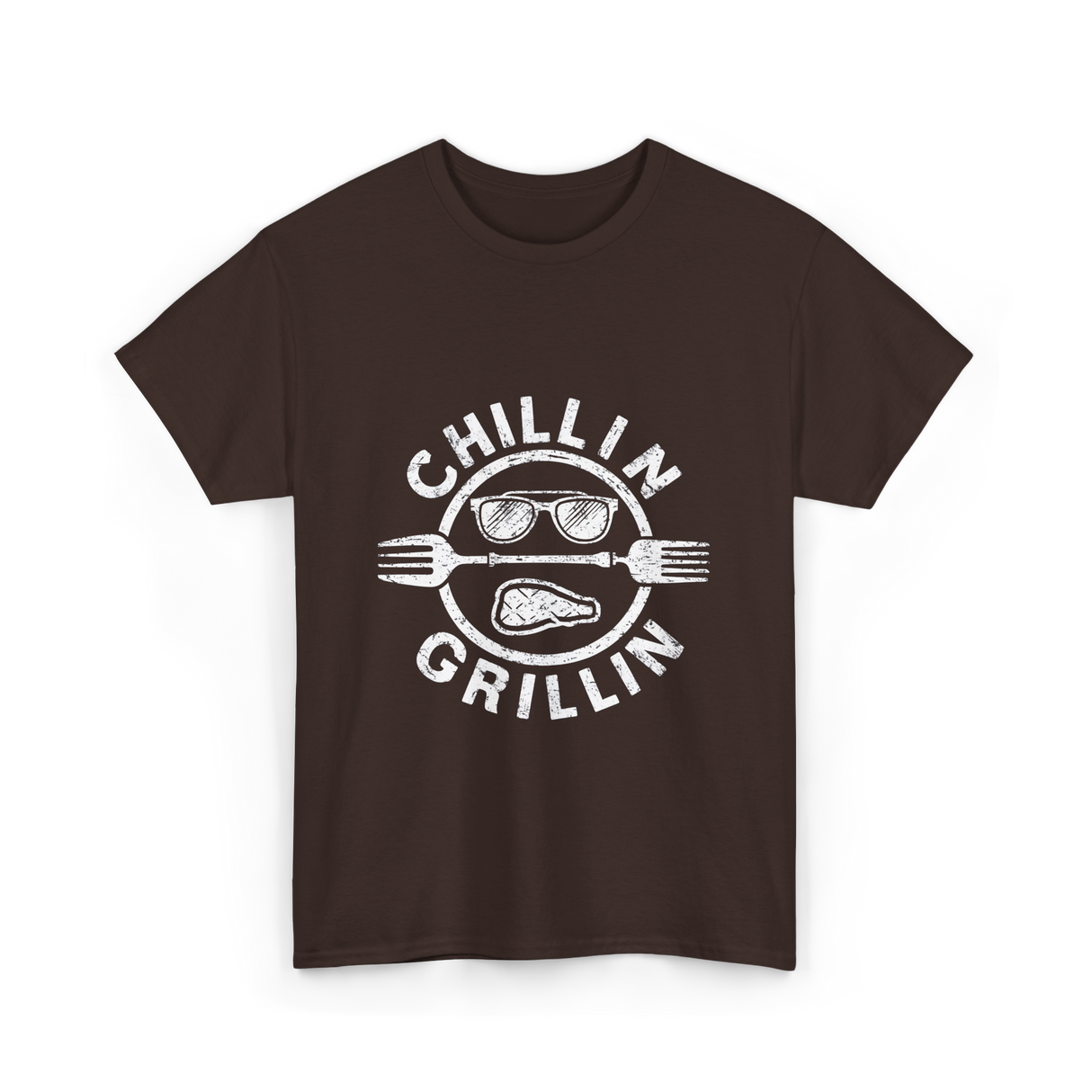 Chillin Grillin BBQ Cookout T-Shirt - Dark Chocolate