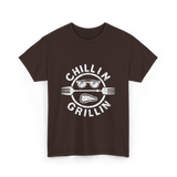 Chillin Grillin BBQ Cookout T-Shirt - Dark Chocolate