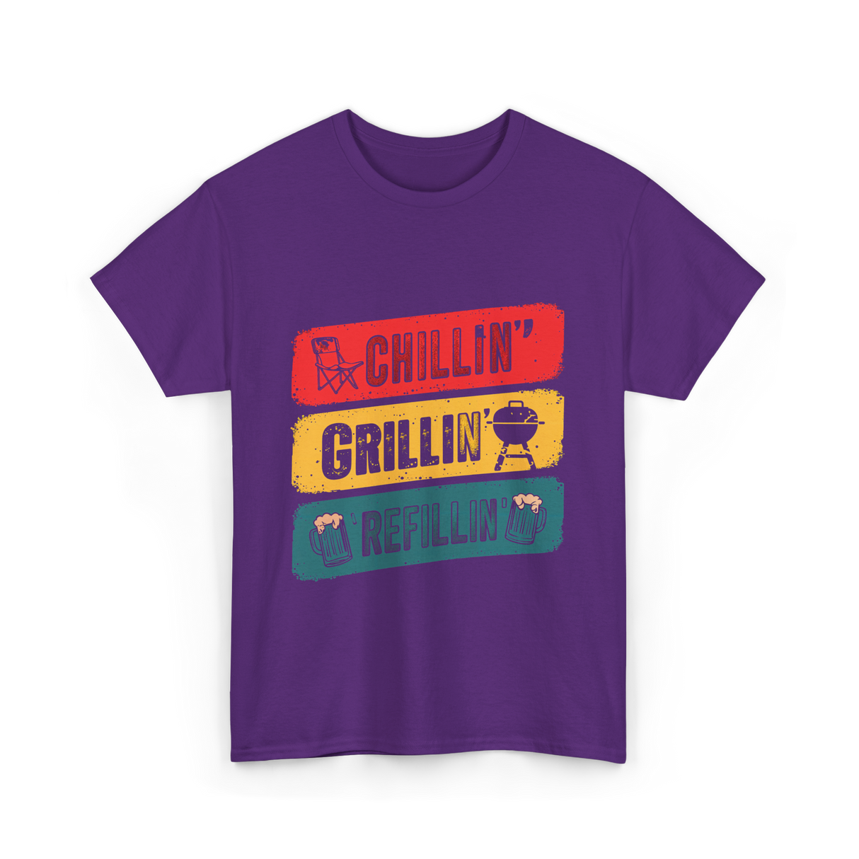 Chillin' Grillin' Refillin' BBQ T-Shirt - Purple